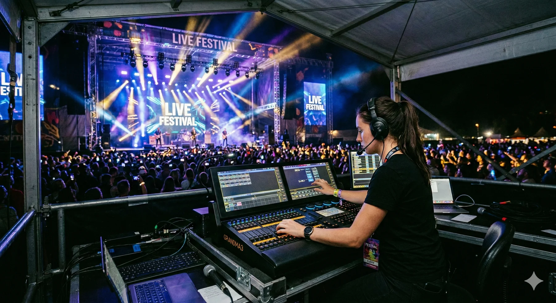 Lighting operator controlling a live show